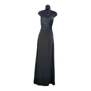 MNG black faux wrap super maxi elegant luster gown size‎ small new